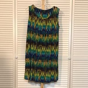 Ronni Nicole Geometric Pleated Scoop Neck Sleeveless Shift Midi Dress 12